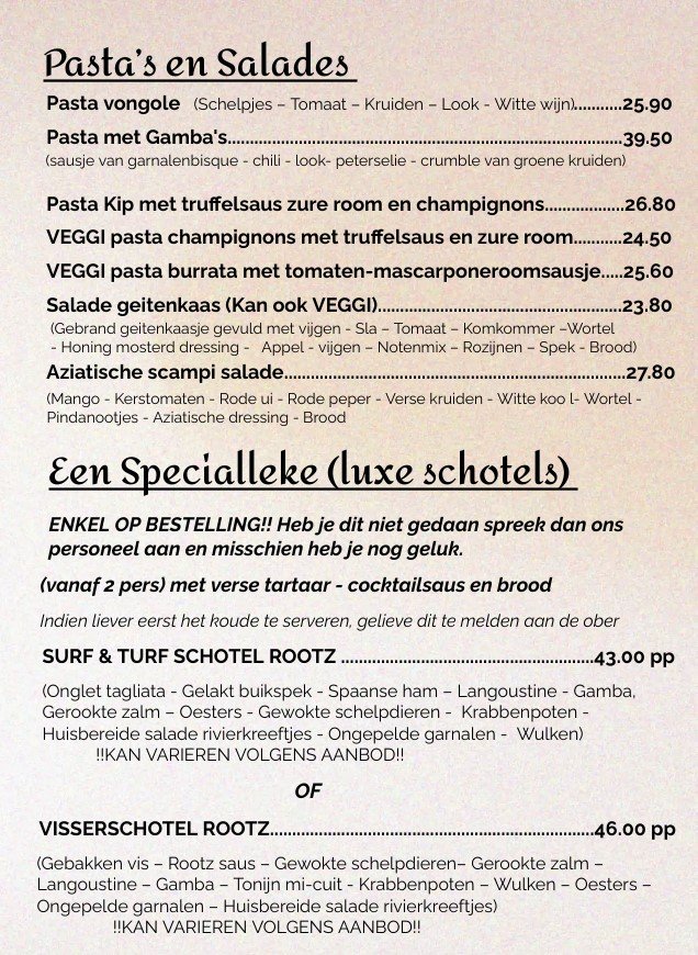 Pasta's & Salades Pasta's & Salades
